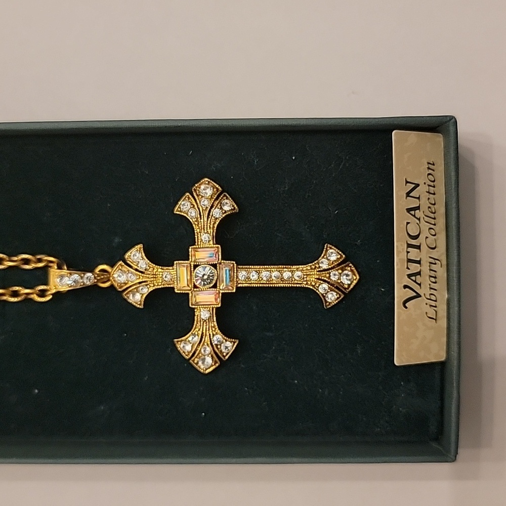 Jeweled Cross Pendant Necklace
